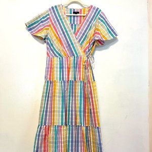 J.Crew Faux Wrap Dress in Rainbow Gingham - Size 16